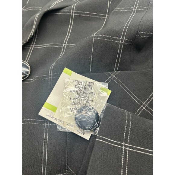 Kasper Windowpane-Plaid One-Button Blazer, Black/Vanilla, 4 - Picture 10 of 14